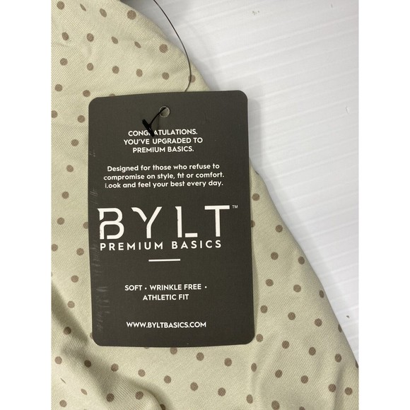 BYLT Mens Limestone & Sand Polka Dot Drop Cut Short Sleeve Lux Tee Stretch Sz Sm - Picture 4 of 8